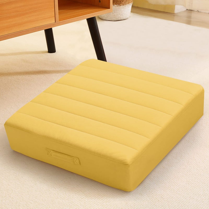 MeMoreCool Square Floor Pillow Seating for Adults Kids Large Meditation Cushion Floor Pillow with Thick Foam  Soft Tufted Cover Washable Big Pillow Seat Floor Cushion for Sitting Yoga 22 Yellow