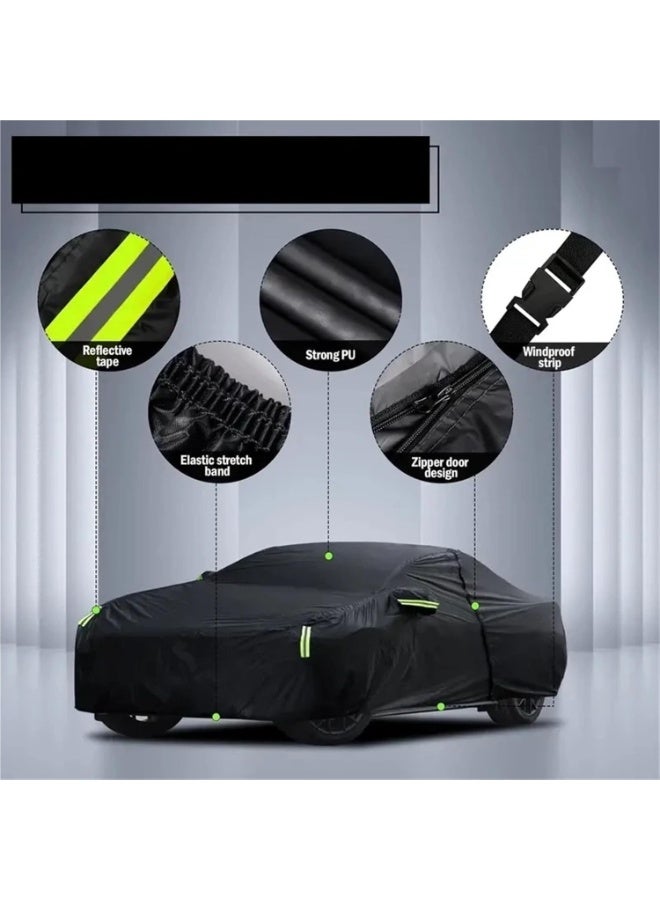 BUPY Weatherproof Car Cover Fits Sedans with Length Between 4.15M and 4.9M, Black - Image 2