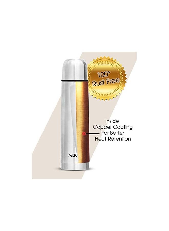 Milton Flip Lid 1000 Double Walled Vacuum Insulated 1000 Ml | 34 Oz | 1 Ltr | 24 Hours Hot And Cold Water Bottle With Cover Stainless Steel Bpa Free Food Grade Leak Proof | Silver  - Image 3