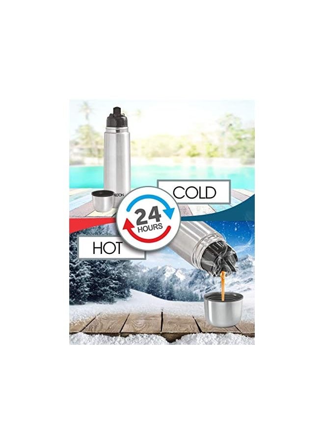 Milton Flip Lid 1000 Double Walled Vacuum Insulated 1000 Ml | 34 Oz | 1 Ltr | 24 Hours Hot And Cold Water Bottle With Cover Stainless Steel Bpa Free Food Grade Leak Proof | Silver  - Image 4