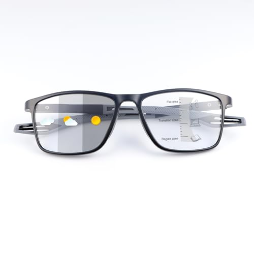 PEEPAI Photochromic Progressive Multifocus Reading Glasses UV Protection Spring Hinge Computer Anti Blue Light Eyewear for Men Women 2.5 - Image 1