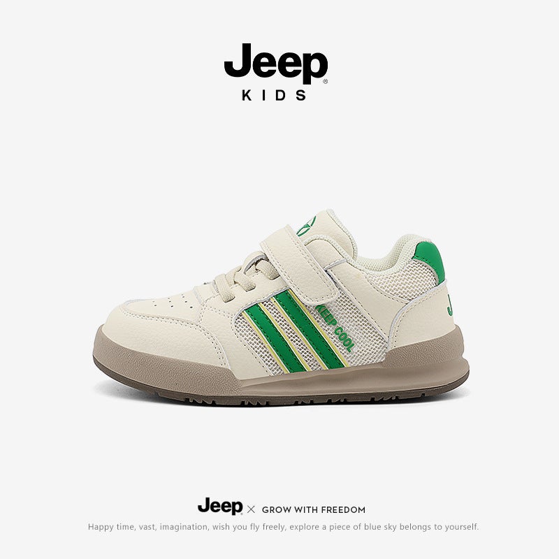 Jeep Girls' Board Shoes Autumn White Shoes Casual Mesh Sneaker De Xun Soft Bottom Children'S Shoes - Image 1