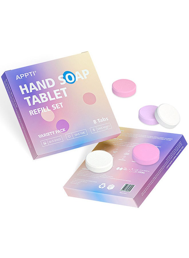 APPTI Foaming Hand Soap Refill Tablets Naturally Safe Rich Lather Hand Wash Refill Tablets Variety Fragrance Strawberry Lavender Rose Unscented 8 Pack Makes 8x 8.75 fl oz Bottles Of Soap - Image 1