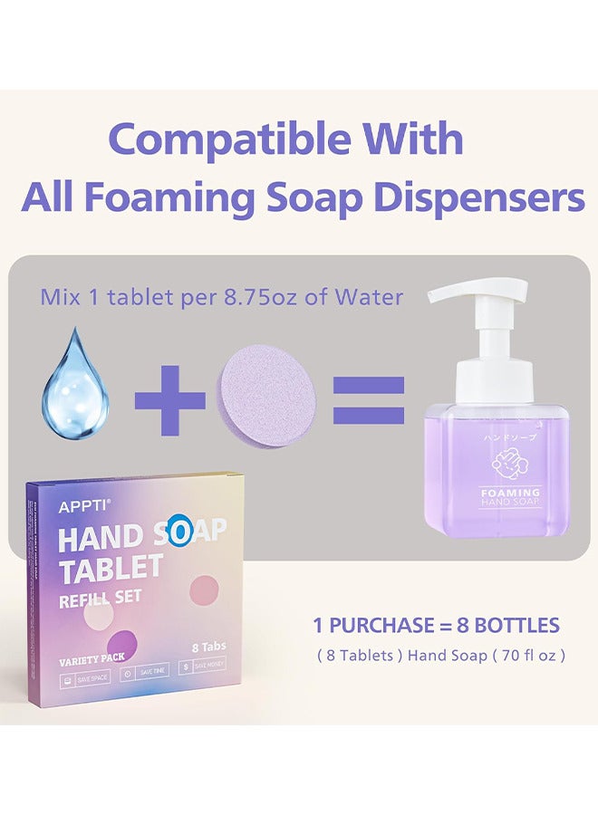 APPTI Foaming Hand Soap Refill Tablets Naturally Safe Rich Lather Hand Wash Refill Tablets Variety Fragrance Strawberry Lavender Rose Unscented 8 Pack Makes 8x 8.75 fl oz Bottles Of Soap - Image 4