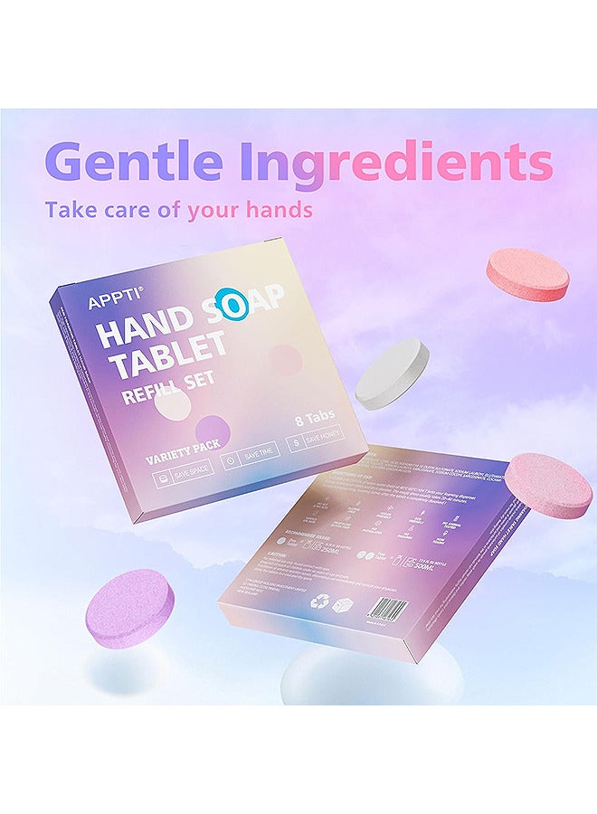 APPTI Foaming Hand Soap Refill Tablets Naturally Safe Rich Lather Hand Wash Refill Tablets Variety Fragrance Strawberry Lavender Rose Unscented 8 Pack Makes 8x 8.75 fl oz Bottles Of Soap - Image 2