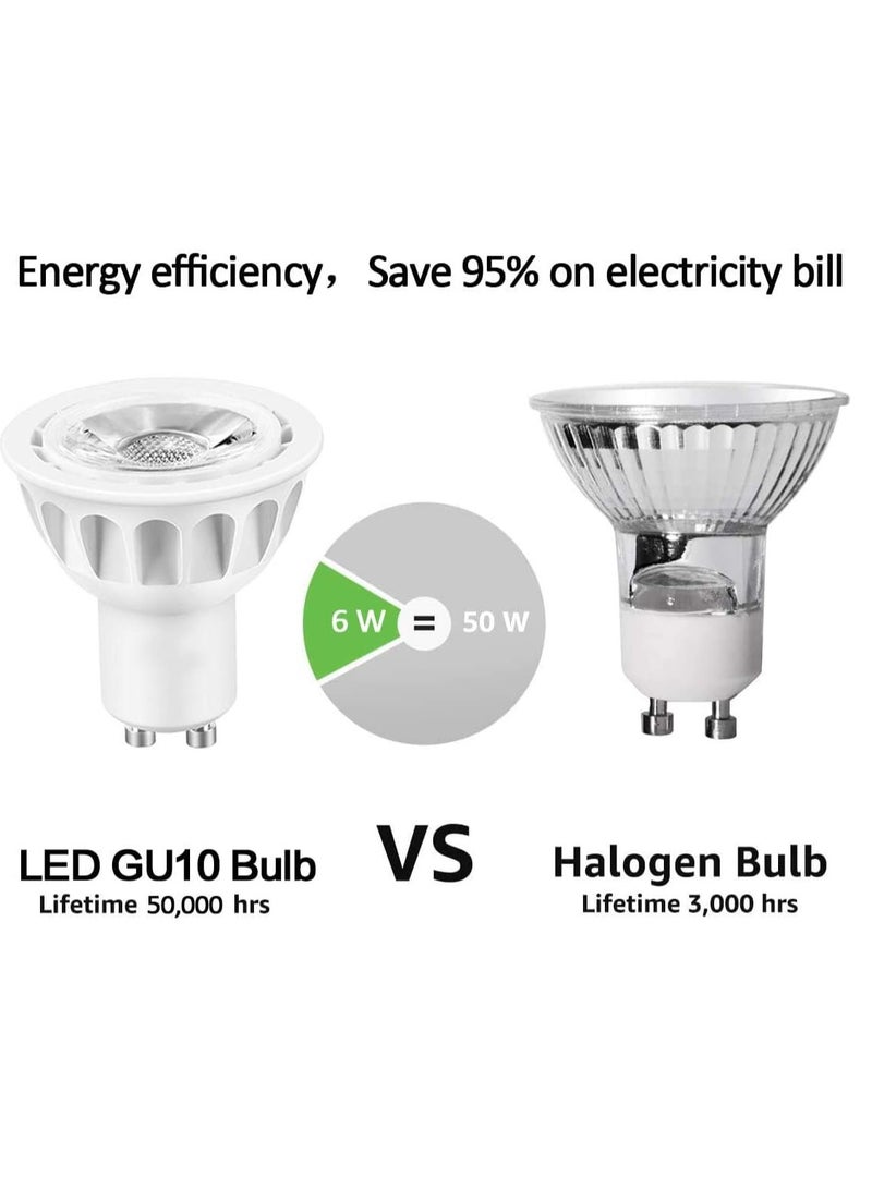 6 Pack GU10 LED Bulbs - Halogen Equivalent, 550lm, 4000K Natural White- 40¬∞ Beam Angle Spotlight, UL Listed, Non-Dimmable - Image 2