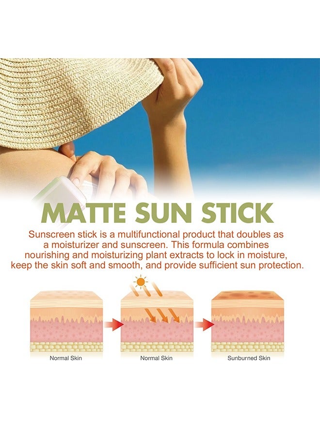 Jaysuing Matte Sun Stick, Mugwort + And Camelia, Relief Sun Organic Sunscreen SPF50+, Moisturizing Sunscreen, Breathable, Refreshing, Easy To Apply Sunscreen - Image 5