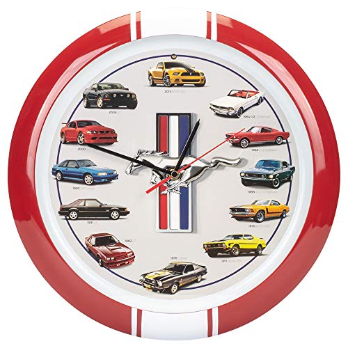Mark Feldstein & Associates History of Mustang Sound Wall Clock, 13 Inch Red - Image 1