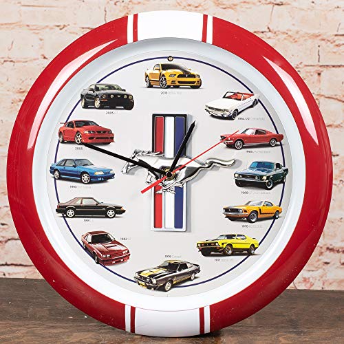 Mark Feldstein & Associates History of Mustang Sound Wall Clock, 13 Inch Red - Image 2