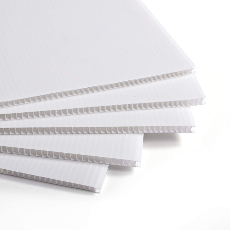 T-Sign Corrugated Plastic Sheet for Indoor and Outdoor Use - 3/16 Inch Thick Poster Board, 24x36 Inches - Pack of 5 White Plastic Board Sheets - Waterproof Coroplast Sheets and Lightweight Blank Yard Signs - Image 1