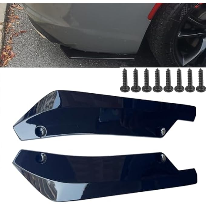 Propartauto 2X Universal Glossy Black Rear Bumper Lip Diffuser Splitter Canard Protector Car - Image 1