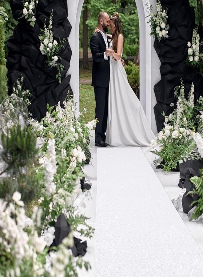 PartyDelight Wedding Aisle Runner Sequin Carpet Runner for Party Sparkly Rug Indoor Outdoor Weddings Engagement Ceremony White 2FTx15FT - Image 5