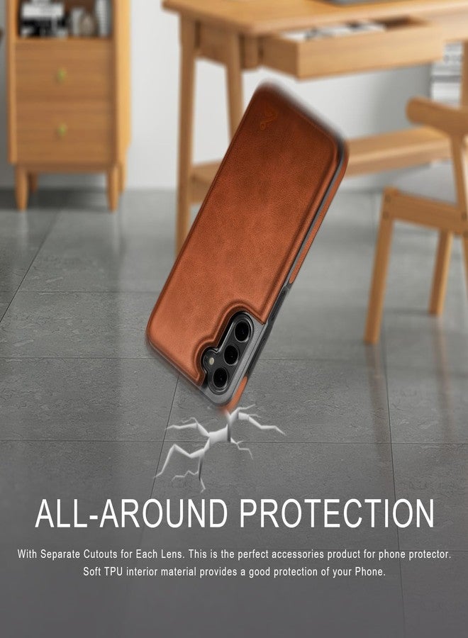 DJDUCK Designed for Samsung Galaxy S23 Plus Case Wallet with Card Holder, [Magnetic Clasp Folio Cover] [RFID Blocking Leather Protection] Shockproof Women Men Cases for Samsung S23 Plus Light Brown - Image 5