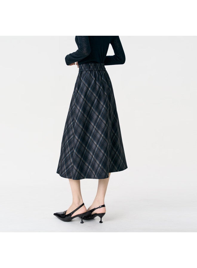 Yanyee Vintage Plaid Slimming Mid-length A-line Skirt For Women  Winter Coffee Plaid XL - Image 3