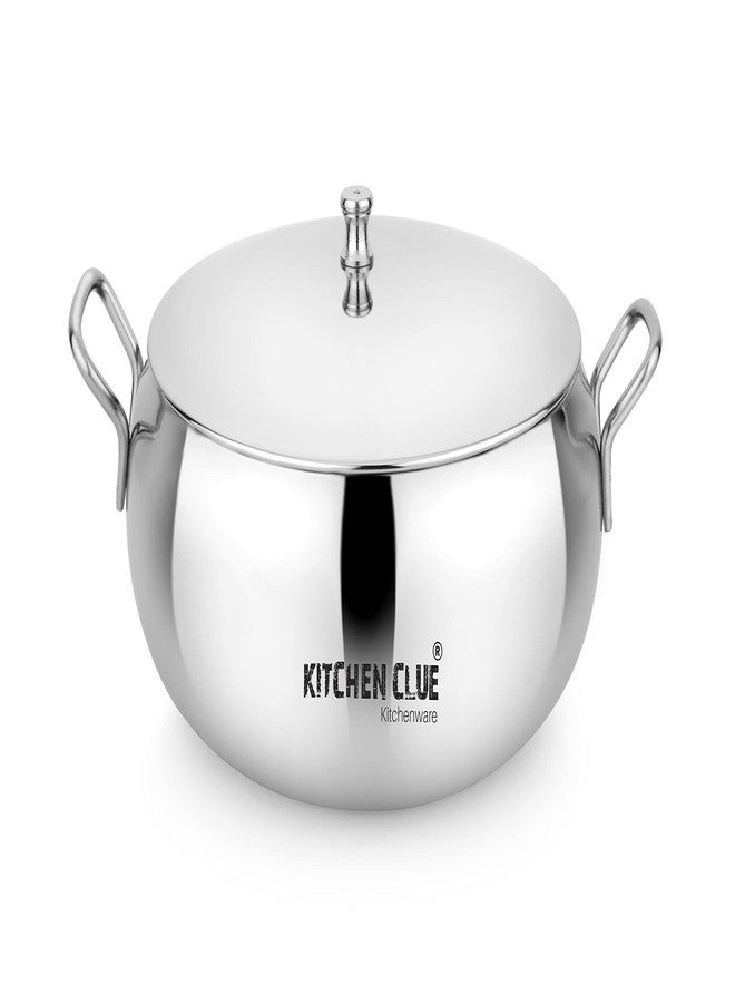 دليل المطبخ طقم أوعية تقديم من الفولاذ المقاوم للصدأ من KITCHEN CLUE مع غطاء - عبوة من قطعة واحدة، 2000 مل - مثالي للتقديم والتخزين - مقلاة فولاذية بمقبض لتقديم الأرز، والعدس، والكاري، والفواكه المجففة، والفواكه، إلخ. - Image 1