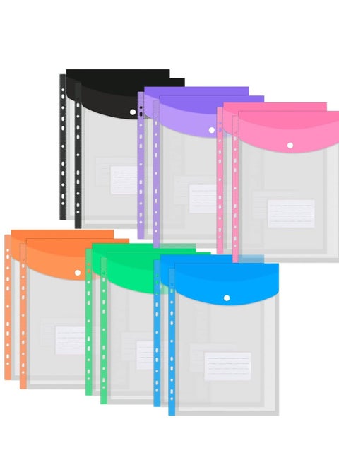 Plastic Punched Pockets A4 Plastic Wallets 12PCS Poly Pockets A4 Folder Wallets Punched Pockets Clear Stationary A4 Plastic Pockets Wallets A4 Plastic Sleeves A4 Ring Binder Plastic Wallets Punched