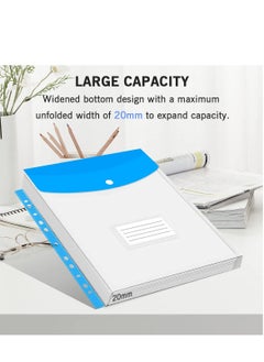 KASTWAVE Plastic Punched Pockets A4 Plastic Wallets 12PCS Poly Pockets A4 Folder Wallets Punched Pockets Clear Stationary A4 Plastic Pockets Wallets A4 Plastic Sleeves A4 Ring Binder Plastic Wallets Punched  - Image 3