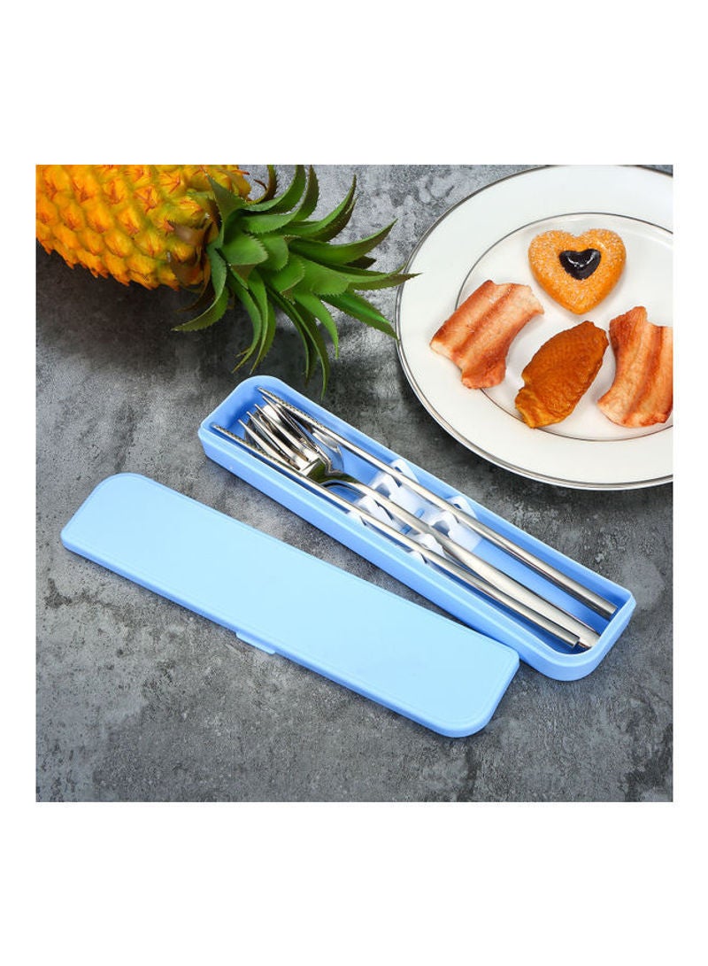 Chopsticks Spoon Fork Portable Flatware Set Silver 22.5x2.8x5cm - Image 2
