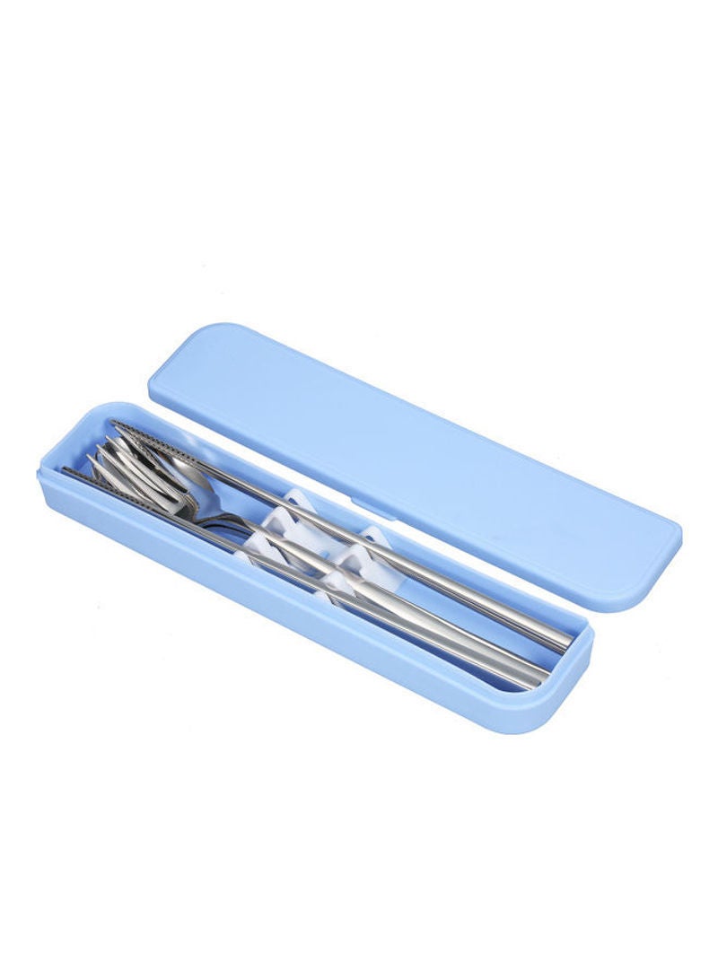 Chopsticks Spoon Fork Portable Flatware Set Silver 22.5x2.8x5cm - Image 1