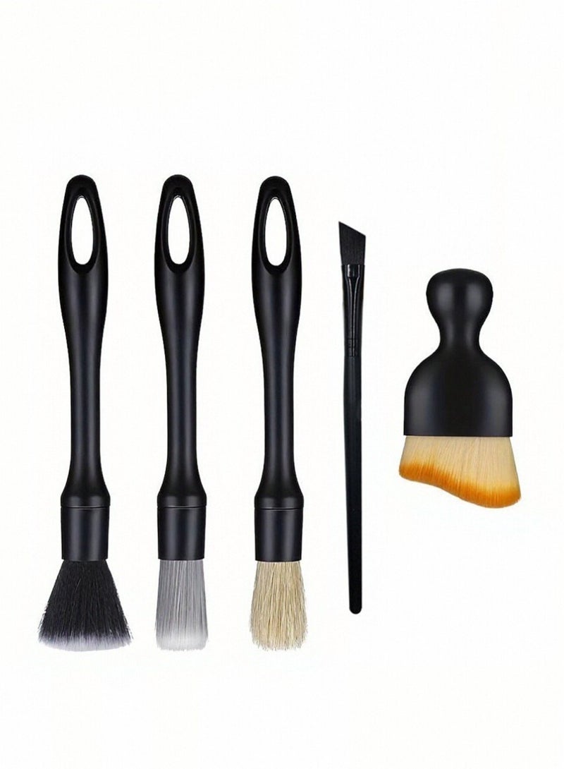 مجموعة من 5 فرش لتنظيف داخل السيارة، أدوات تفصيل داخلية ناعمة للسيارة، فرشاة غبار للوحة القيادة والمقصورة الداخلية للسيارات والشاحنات وSUV وRV - Image 1