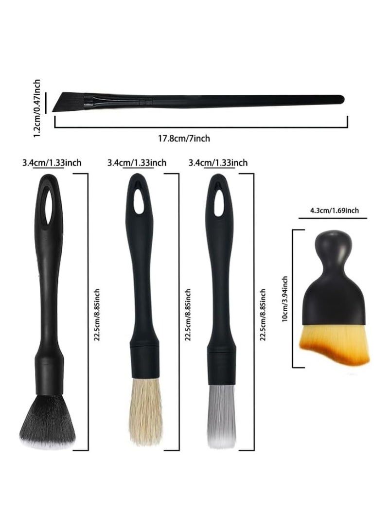 مجموعة من 5 فرش لتنظيف داخل السيارة، أدوات تفصيل داخلية ناعمة للسيارة، فرشاة غبار للوحة القيادة والمقصورة الداخلية للسيارات والشاحنات وSUV وRV - Image 2