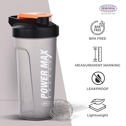 ASIAN Plastowares - Power Max Shaker | Leak-Proof Gym Shaker 750ML | BPA-Free | Sipper for Protein Shakes | Workout | Sports Shaker | Easy-to-Carry | Lightweight & Durable Design | Black, Plastic - Image 4