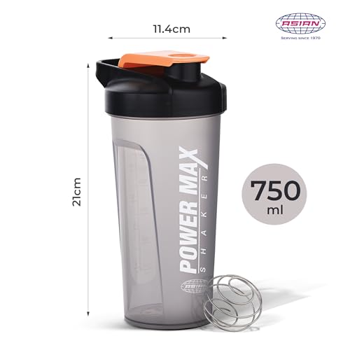 ASIAN Plastowares - Power Max Shaker | Leak-Proof Gym Shaker 750ML | BPA-Free | Sipper for Protein Shakes | Workout | Sports Shaker | Easy-to-Carry | Lightweight & Durable Design | Black, Plastic - Image 3