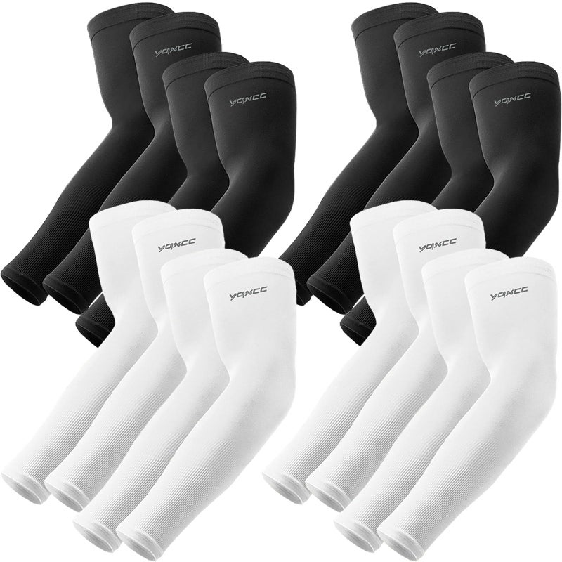 YQXCC 8 Pairs Arm Sleeves, Cooling UV Sun Protection Sports Compression Sleeves for Men Women, Golf Basketball Arm Sleeves - Image 1