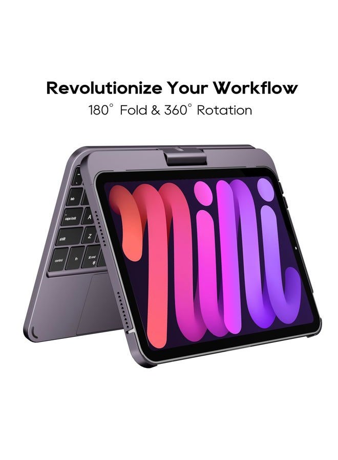 edaiser Swivel Keyboard Case for Apple iPad mini 7th Gen 2024 (A17 Pro)/ iPad mini 6th Generation (8.3-inch) 2021; Compact Keyboard with RGB Backlit Trackpad for Kids/Students, Metallic Purple - Image 2