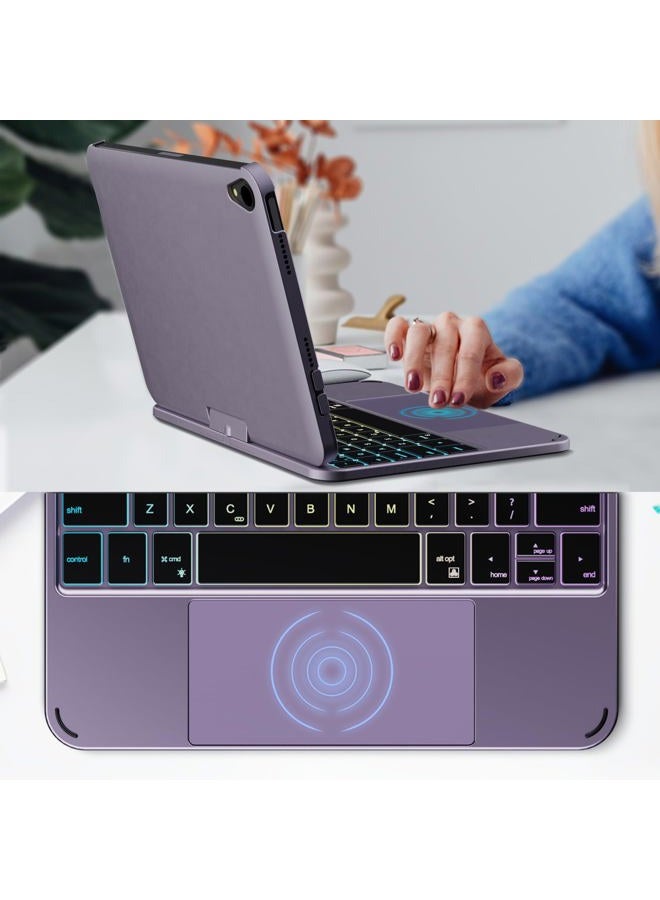 edaiser Swivel Keyboard Case for Apple iPad mini 7th Gen 2024 (A17 Pro)/ iPad mini 6th Generation (8.3-inch) 2021; Compact Keyboard with RGB Backlit Trackpad for Kids/Students, Metallic Purple - Image 5