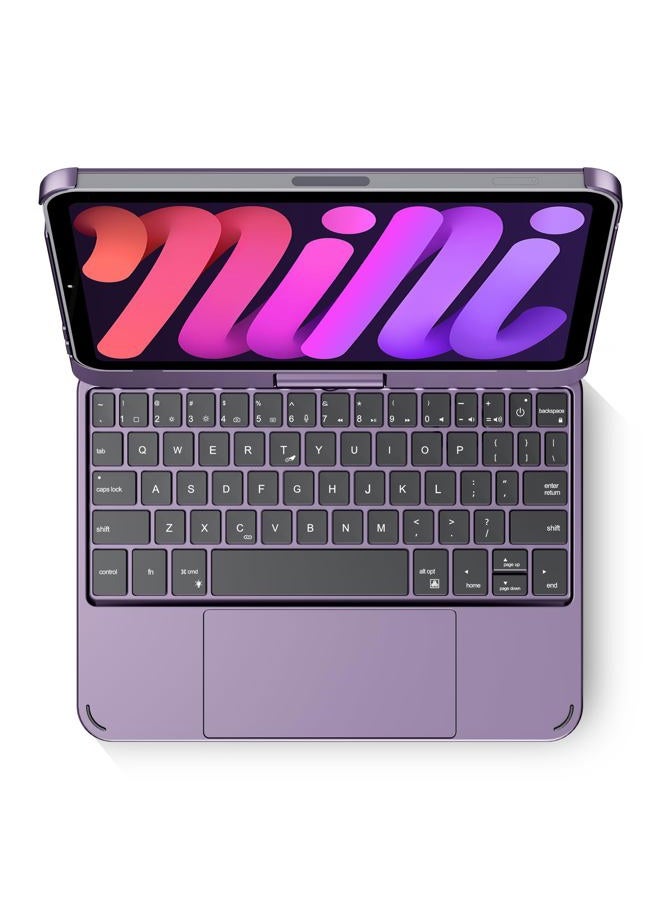 edaiser Swivel Keyboard Case for Apple iPad mini 7th Gen 2024 (A17 Pro)/ iPad mini 6th Generation (8.3-inch) 2021; Compact Keyboard with RGB Backlit Trackpad for Kids/Students, Metallic Purple - Image 1