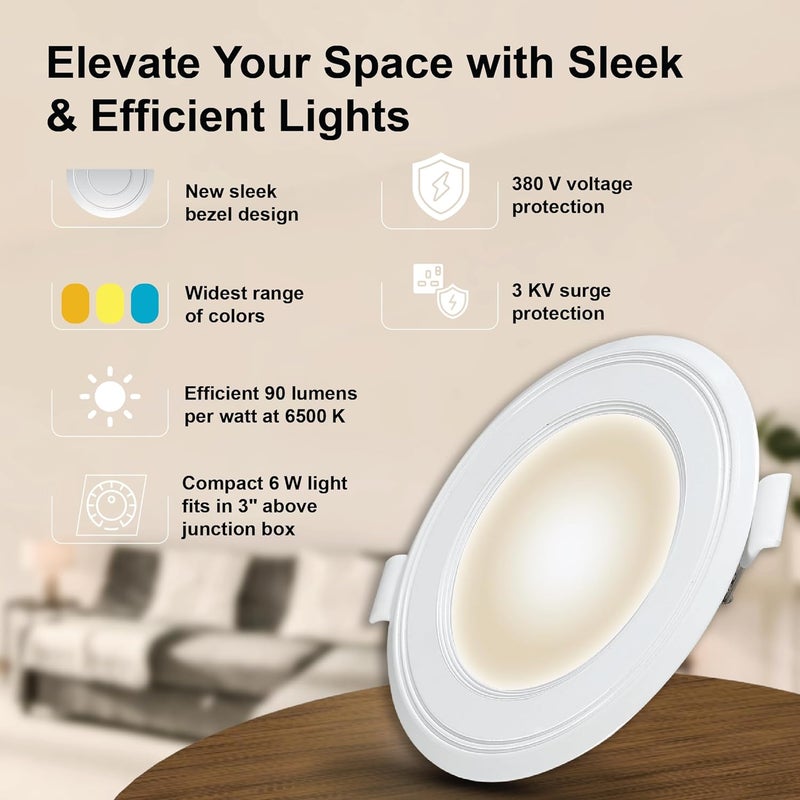 Havells HAVELLS Luna 6W Downlight for Junction Box Round Colour Natural White 4000K 3 inch Cutout 22mm Height High Voltage Protection Upto 4KV Pack of 1  - Image 2