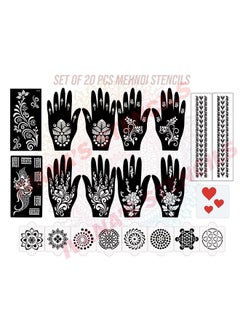 ivana's Set Of 20 Pcs Combo Pack, Reusable Mehandi Stickers For Handfor Both Hands, Easy To Use, Best For Girls, Women, Kids & Teen| New Mehandi Stencils Design Stickers, D-2311  - Image 1