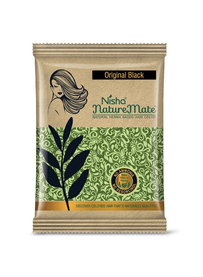 Nisha Nature Mate Henna Based Hair Color Original Black 10G Pack Of 10, Natural Black Hair Colour For Women And Men - Image 1