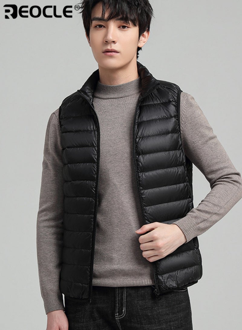 ريوكل سترة خفيفة الوزن للرجال مع بطانة رقيقة من الفليس وتصميم ياقة واقفة سترة دافئة بارتداء متنوع مع راحة متعددة الطبقات - Image 1
