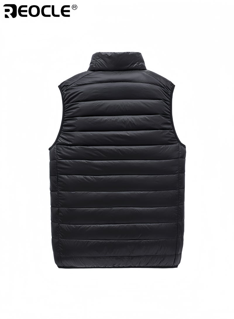 ريوكل سترة خفيفة الوزن للرجال مع بطانة رقيقة من الفليس وتصميم ياقة واقفة سترة دافئة بارتداء متنوع مع راحة متعددة الطبقات - Image 3
