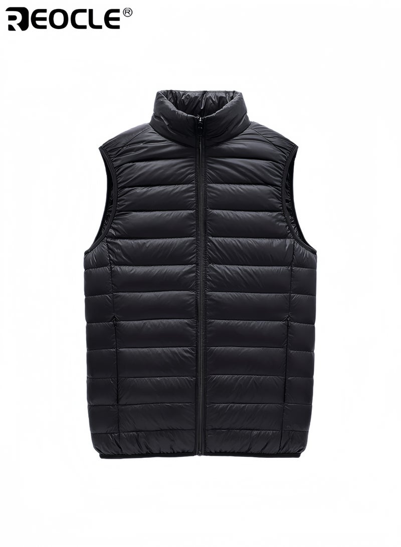 ريوكل سترة خفيفة الوزن للرجال مع بطانة رقيقة من الفليس وتصميم ياقة واقفة سترة دافئة بارتداء متنوع مع راحة متعددة الطبقات - Image 1