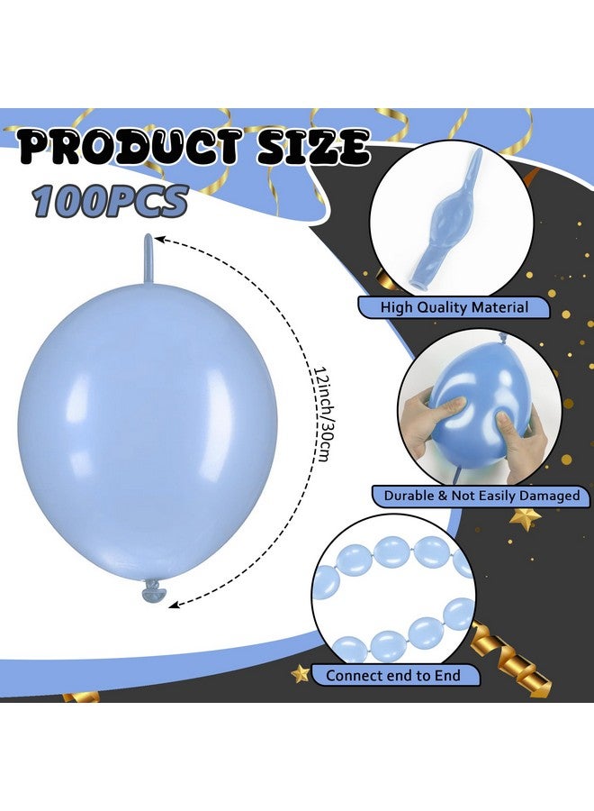 JUSTOTRY Link Balloons 12 Inch - 100 Pcs Quick Link Balloon Latex Linking Balloons Connected Linkable Balloon Birthday Wedding Party Decorations(Macaron Blue) - Image 2