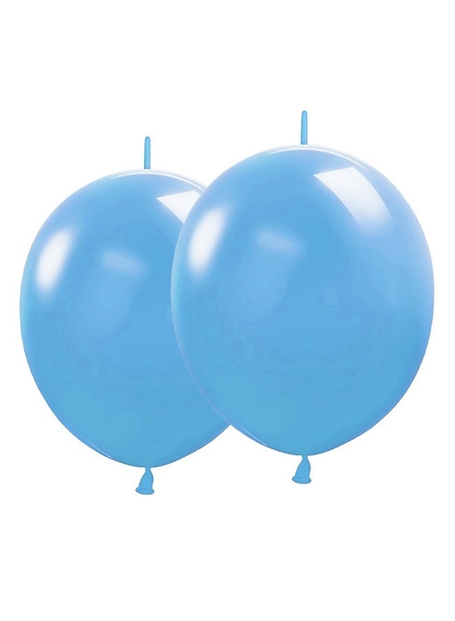 JUSTOTRY Link Balloons 12 Inch - 100 Pcs Quick Link Balloon Latex Linking Balloons Connected Linkable Balloon Birthday Wedding Party Decorations(Macaron Blue) - Image 1