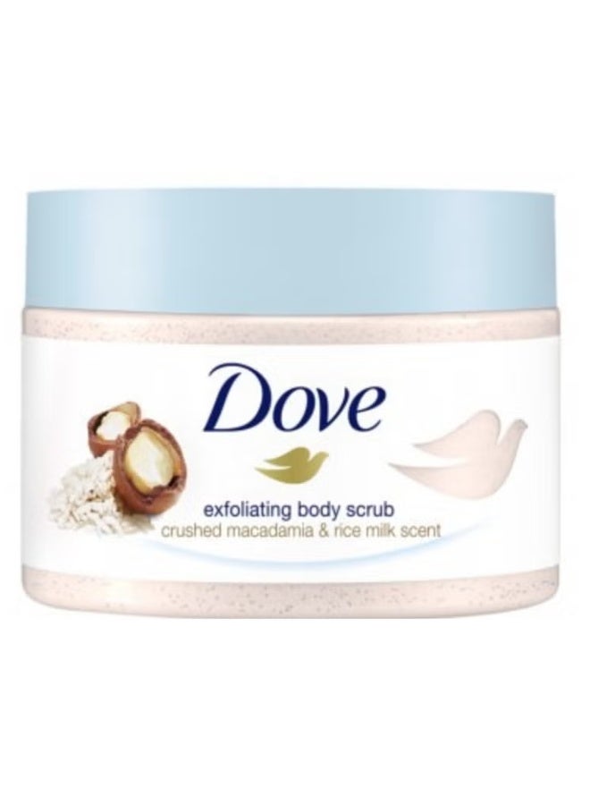 Dove Exfoliating Body Scrub with Crushed Macadamia & Rice Milk 298gm