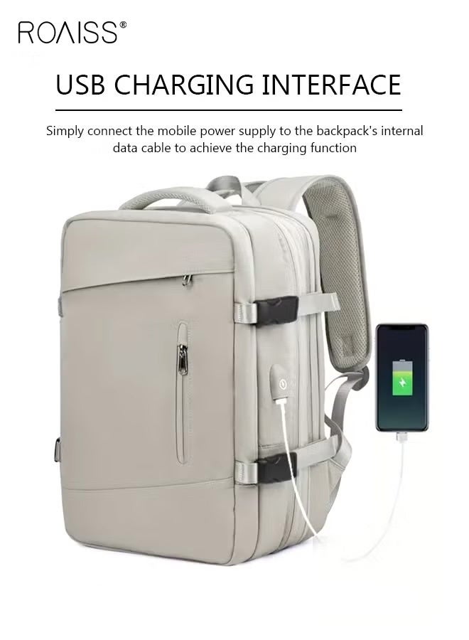 roaiss Carry-On Luggage Backpack Unisex Backpack with External Charging Interface, Wet and Dry Separation, Large Capacity Scientific Compartmentalized Backpack, Travel Backpack, Short-Distance Luggage Bag, Grey - Image 2