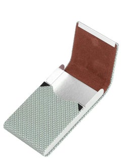 Excefore Business Card Holder, PU Leather Case Pocket Holders for Men or Women, Metal Slim Name Holder RFID Blocking Carrier with Magnetic Closure(Weave Pattern Green)  - Image 5