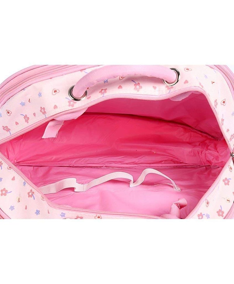 Unique Ideas New Born Baby Multipurpose Polyester Diaper/Mother Bag with Holder Diaper Changing Multi Compartment (Printed Pink, Medium)(Pack of 1) - Image 2