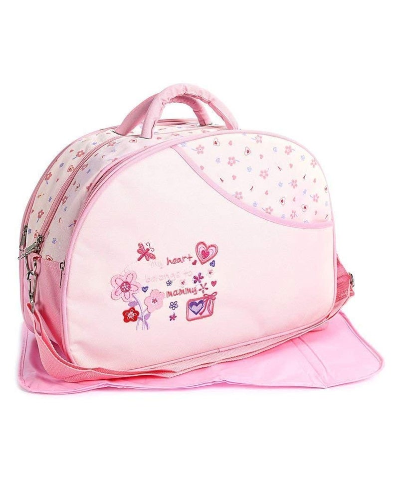 Unique Ideas New Born Baby Multipurpose Polyester Diaper/Mother Bag with Holder Diaper Changing Multi Compartment (Printed Pink, Medium)(Pack of 1) - Image 3