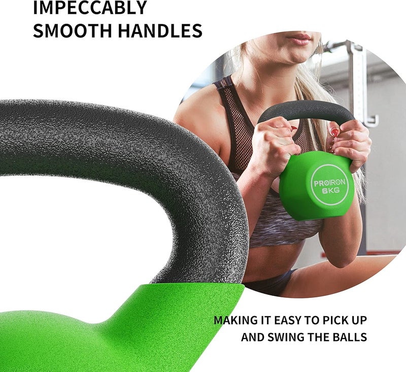 PROIRON Neoprene Coated Kettlebell Weights Solid Cast Iron Kettlebell, Strength Training Kettlebells for Weightlifting, Conditioning, Strength & Core Training - Image 2