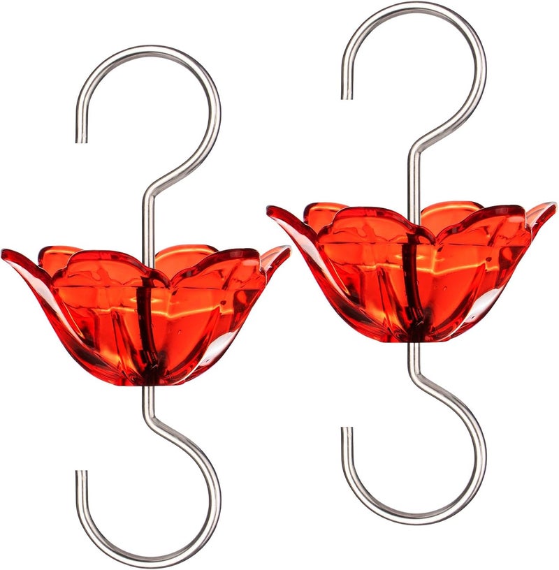 BOLITE Ant Moat for Hummingbird Feeders, 5 Oz Ant Guard with Large Capacity, Hanging Ant Guard for Outdoors, Red Flower Shape, 2 Pack - Image 1