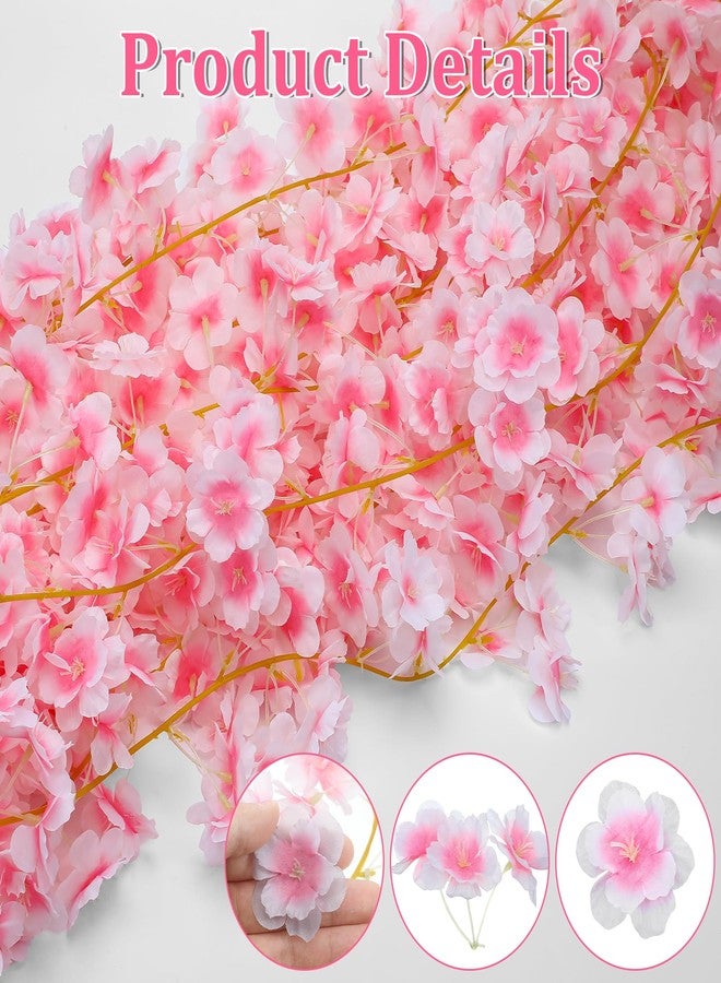 Exclaith 10 Pcs 59 FT Artificial Cherry Blossom Flower Vines Pink Flowers Garland Hanging Silk Flowers Garland for Wedding Party Party Arch Office Decor Sakura Cute Spring Summer Decor, Pink - Image 3