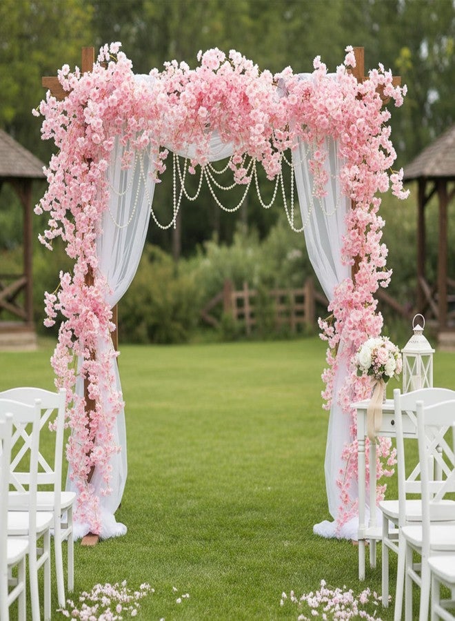 Exclaith 10 Pcs 59 FT Artificial Cherry Blossom Flower Vines Pink Flowers Garland Hanging Silk Flowers Garland for Wedding Party Party Arch Office Decor Sakura Cute Spring Summer Decor, Pink - Image 5