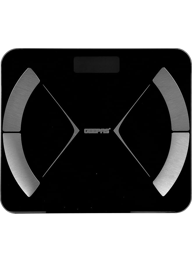 GEEPAS Smart Body Fat Scale Gbs46522 Connects With Android And Ios Tempered Glass Platform And Anti Slip Feet Black - Image 1