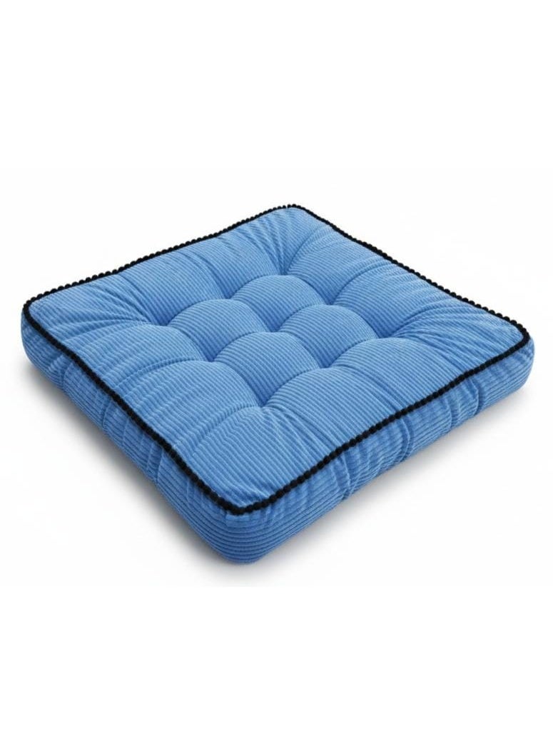 أي كي دي سي وسادة مربعة من قماش الفيلور الفاخر من ماكسيم هوم بحواف سوداء - وسادة ديكور منزلية عصرية باللون الأزرق الداكن، 40×40×7 سم - Image 1